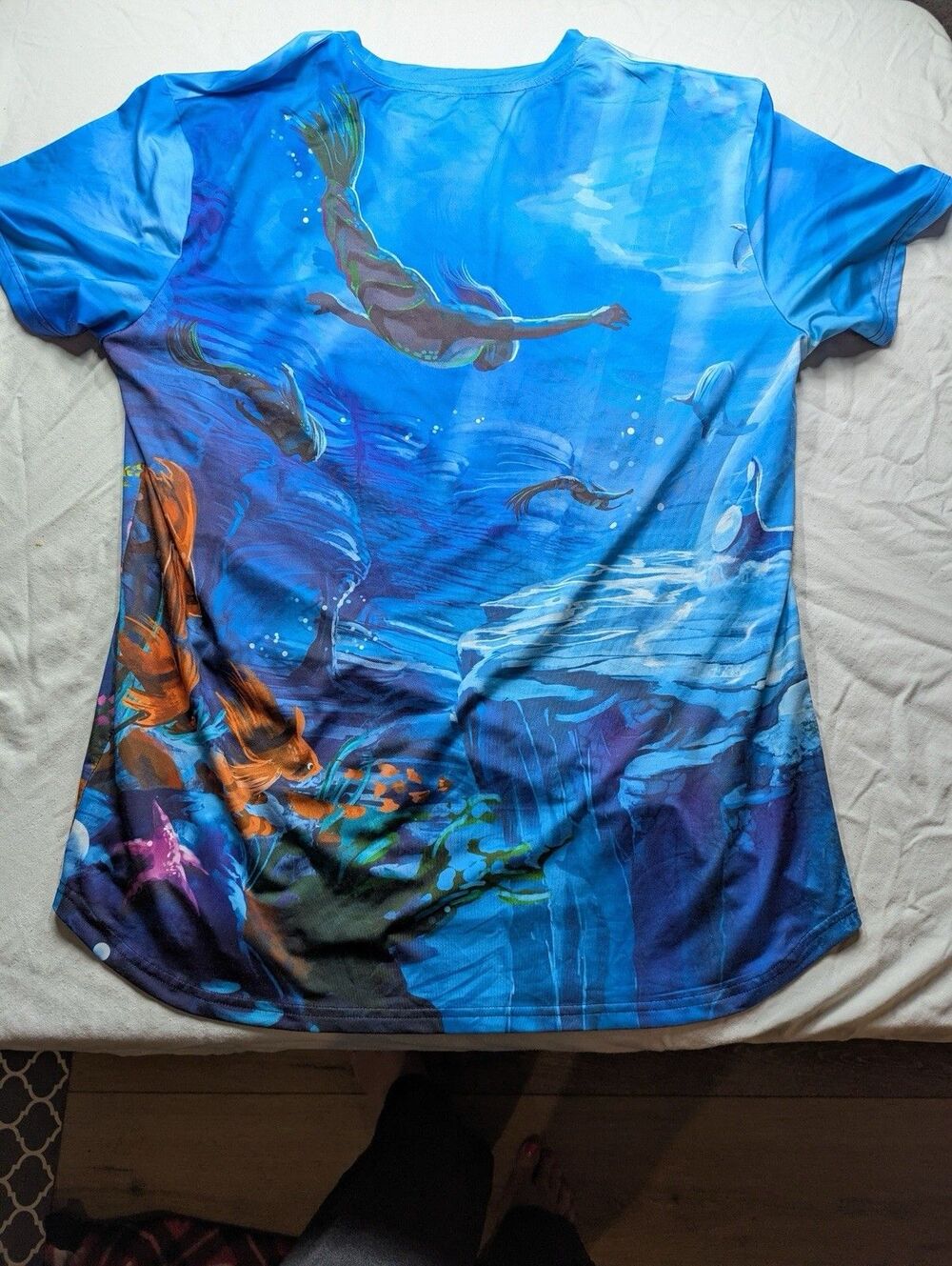 Heady Scarf Gang Shirt Large Underwater City Diver All Over Print Psychedelic L